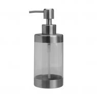 LNNA Bathroom Refillable Soap Dispenser Container, Liquid Pump Made of Stainless Steel, Clear Silver, 17.1x6.6cm