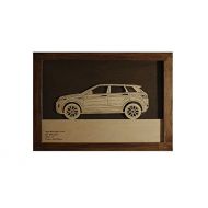 WoodArt Car Wood Picture Suitable for Range Rover Evoque Sideview Auto Decor Painting Automobile Art Plywood with Plexiglass 33 x 24.5 cm (12.99 x 9.6) Handmade