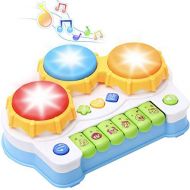[아마존베스트]KingsDragon Musical Keyboard Piano Drum Set,Baby Drum Musical Toy with Music and Lights,Infant Early Educational Development Toys for Toddler and Babies