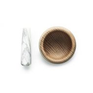 Normann Copenhagen Wood and Marble Craft Mortar & Pestle, White