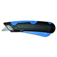 CoscoProducts COSCO 091508 Easycut Cutter Knife w/Self-Retracting Safety-Tipped Blade, Black/Blue