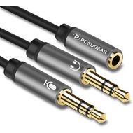 [아마존베스트]POSUGEAR Audio Y Splitter Adapter, 3.5 mm Female to Double 3.5 mm Jack Plug (Headset and Microphone) Audio Splitter Cable Headphones for Headset/Desktop/Laptop