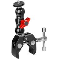 koolehaoda Multi-Function Ballhead Arm Super Clamp Mount Double Ball Adapter with Bottom Clamp for DSLR Camera/Field Monitor/LED-(Red)