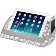 LapGear Designer Tablet Pillow Stand with Phone Pocket - Gray Damask - Fits Most Tablet Devices - Style No. 35514