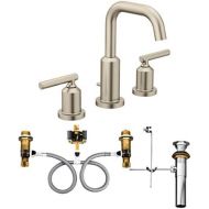 Moen T6142BN-9000 Gibson Two-Handle Widespread Bathroom Faucet with Valve, Brushed Nickel