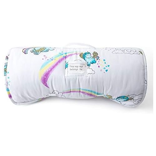  [아마존베스트]JumpOff Jo  Toddler Nap Mat  Children’s Sleeping Bag with Removable Pillow for Preschool, Daycare, Sleepovers  Original Design: Unicorn Pixie Dust - 43 x 21 inches