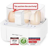 [아마존베스트]Emerio Three-Level Egg Boiler Soft Medium Hard in Just One Cooking Process with Perfect Results Voice Output Unique Technology and Design 400 W White, Translation: German, White