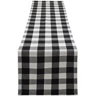 [아마존베스트]Yourtablecloth Buffalo Plaid Checkered Table Runner Trendy & Modern Plaid Design 100% Cotton Tablerunner Elegant Decor for Indoor&Outdoor Events 14 x 72 Black and White