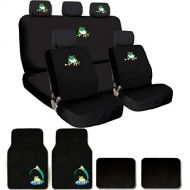 Yupbizauto Embroidery Front Rear Frog Logo Car Truck SUV Seat Cover Headrest Covers Floor Mats Full Set