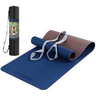 [아마존베스트]TOMSHOO Exercise Mat Non-Slip TPE Yoga Mat Training Mat Phthalate-Free Fitness Mat for Yoga Pilates Gymnastics & Fitness with Carry Strap 183 x 61 x 0.6 cm