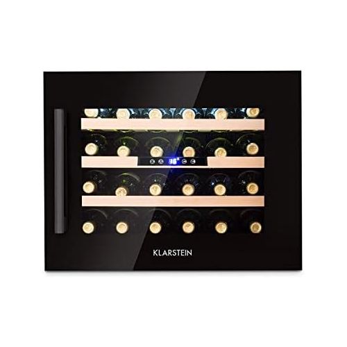  Klarstein Vinsider 24 Onyx Edition Weinkuehlschrank mit Glastuer - Weinkuehler, Weintemperierschrank, Einbaugerat, 24 Weinflaschen, 5-22 °C, LED-Display, 3 Boeden, Innenraumbeleuchtung