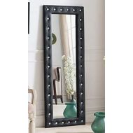 Full Length Mirror Standing - Black Faux Leather Tufted Wood Frame - for Your Elegant Viewing Angle