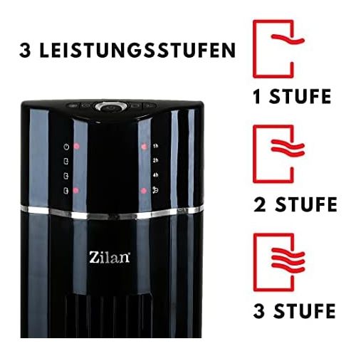  [아마존베스트]Zilan Tower fan, 3 levels, 3 modes, 12-hour timer, LED display, Remote control, tower fan, standing fan, column fan, air cooler, fan