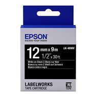 Epson LabelWorks Standard LK (Replaces LC) Tape Cartridge ~1/2 White on Black (LK-4BWV) - for use with LabelWorks LW-300, LW-400, LW-600P and LW-700 Label Printers