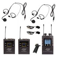 Audio2000S AWM6601U Mobile Dual Headset Mic/Lapel Mic/Guitar Line Wireless System for Reporter, DSLR Camera, YouTube, Podcast, Video Recording, Vlogging, Interview, Live Sound, Gui