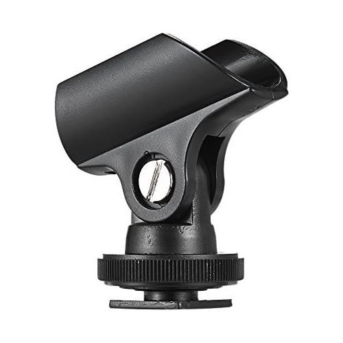  [아마존베스트]Andoer Microphone Clip Clamp Handle Microphone Holder, 19 mm Plastic Microphone Clip with Accessory Shoe & 1/4 Inch Screw Hole for DSLR Camera SM57 / SM58 or Standard Mic