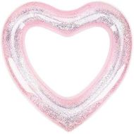 MoKo Glitter Swim Rings, Inflatable Pool Float Tube Summer Swimming Pool Float Ring Heart Shaped Swimming Tube Water Fun Beach Pool Toys for Summer Party for Kids Adults - Pink