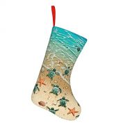 chegna Turtle Starfish Beach Christmas Stockings- 10 Inch Christmas Stockings Fireplace Hanging Stockings for Family Christmas Decoration Holiday Season Party Decor