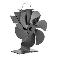 SHQIN Wood Stove Fan Upgrade 6 Blades Stove Fan Wood/Log Burners Fan and Fireplace Fan/Silent Operation/Eco Friendly &Increased Efficient for Large Room. for Home Heating (Color : Black)