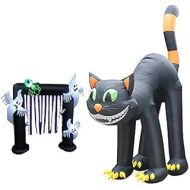 BZB Goods Two Halloween Party Decorations Bundle, Includes 20 Foot Tall Jumbo Huge Inflatable Animated Black Cat, and 8 Foot Tall Inflatable Ghosts Spider Archway Arch Blowup with