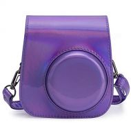 Frankmate PU Leather Camera Case Compatible with Fujifilm Instax Mini 11 Instant Camera with Adjustable Strap and Pocket (Magic Purple)