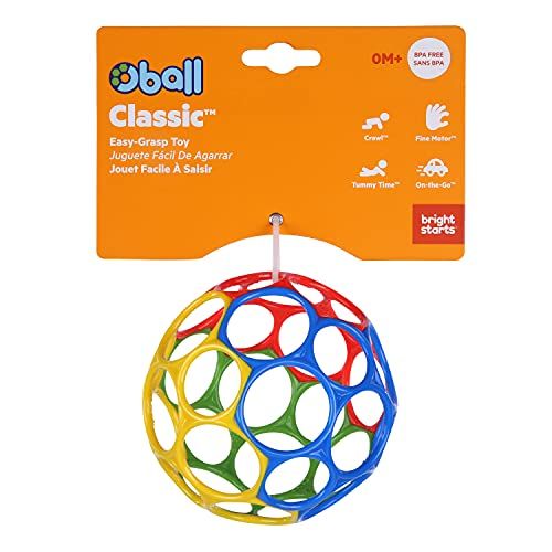 브라이트스타트 [무료배송]Bright Starts Oball Classic Ball - Red, Yellow, Green, Blue, Ages Newborn +