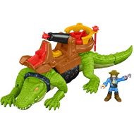 Fisher-Price Imaginext Walking Crocodile & Pirate Hook figure set with projectile launcher for preschool pretend play ages 3 years and up
