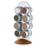 Kamenstein Savora Silver Magnetic Tin with Stainless Steel and Wood 16 Spice Packets, Jars & Rack Set (5193868)