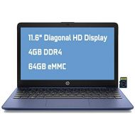 HP Stream 11 Premium Laptop Computer I 11.6 Diagonal HD Anti-Glare Display I Intel Celeron N4020 I 4GB DDR4 64GB eMMC I USB-C HDMI Bluetooth Webcam Win 10 (Blue) + 32GB MicroSD Car