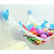 [아마존베스트]MiniOwls Bathtub Toy Storage Hammock Comes with Free Toothbrush Holder, Organizes Bathroom Ducks and Sponges. Keeps Toys Dry and Mold Free. Perfect for Smooth Tiles. (Cute Blue Wha