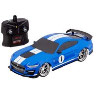 Jada Toys Bigtime Muscle 1:16 2020 Ford Shelby GT500 RC Remote Control Car 2.4 GHz Blue/White Stripes, Toys for Kids and Adults