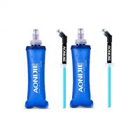 AONIJIE TPU Soft Folding Water Bottles BPA Free Collapsible Flask for Hydration Pack for Running Hiking Cycling Climbing Pack of 2