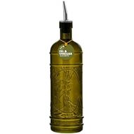 Romantic Decor and More Unique Kitchen Olive Oil, Liquid Dish or Hand Soap Glass Bottle Dispenser ~ G244VF ~ Vintage Green Glass Bottle with Metal Pour Spout and Cork Included