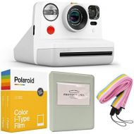 Polaroid Now i-Type Instant Camera - White + Polaroid Color Film for i-Type - Double Pack + Grey Album + Colorful Neck Strap