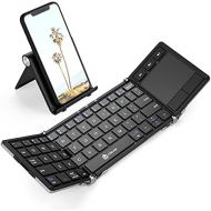 [아마존베스트]Bluetooth Keyboard, iClever BK08 Folding Keyboard with Sensitive Touchpad (Sync Up to 3 Devices), Pocket-Sized Tri-Folded Fodable Keyboard for Windows Mac Android iOS