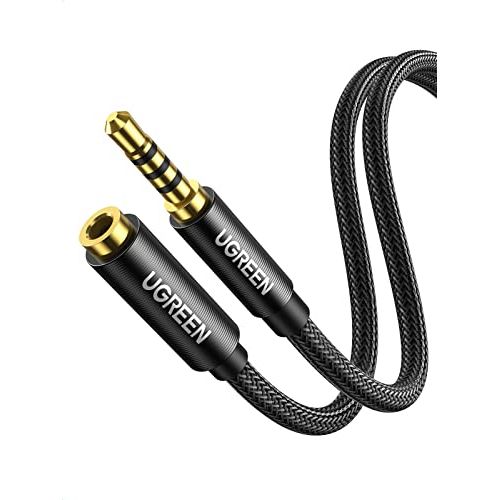  [아마존베스트]Ugreen Aux Extension Microphone 4 Pin TRRS Jack Headphone Extension Cable Headset Extension Cable Nylon Sheath 24 Carat Gold-Plated Contacts 0.5m