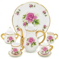 Odoria 1:6 Miniature 8Pcs Porcelain Tea Cup Sets Teapot Set Dollhouse Decoration Accessories, Purple