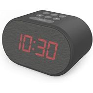 [아마존베스트]I-box Alarm Clock Bedside Non Ticking LED Backlit Alarm Clock with USB Charger & FM Radio, 5 Step Dimmable Display - Wall Outlet Powered with Battery Backup (Black)