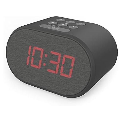  [아마존베스트]I-box Alarm Clock Bedside Non Ticking LED Backlit Alarm Clock with USB Charger & FM Radio, 5 Step Dimmable Display - Wall Outlet Powered with Battery Backup (Black)