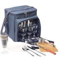 CALIFORNIA PICNIC Picnic Basket Tote | Picnic Shoulder Bag Set | Stylish All-in-One Portable Picnic Bag for 4 with Complete Cutlery Set | Salt/Pepper Shakers | Cheese Board | Cooler Bag for Camping