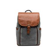ONA - The Monterey - Camera Backpack - Smoke Waxed Canvas & Antique Cognac Leather (ONA5-082GRLBR)