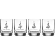 Lenox Tuscany Classics Cylinder DOF Whiskey Glasses with Christmas Tree Engraving/Set of 4 Engraved Crystal Rocks Glasses for Bourbon, Scotch, Rye
