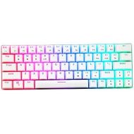 HUO JI CQ63 60% RGB Wireless Mechanical Gaming Keyboard, Authentic Cherry MX Blue Switches, Bluetooth 5.0, Wired Keyboard 63 Keys for PC Tablet Laptop Cell Phone, White