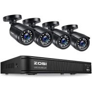 [아마존베스트]ZOSI H.265+1080p Home Security Camera System,8 Channel 5MP-Lite CCTV DVR with 4 x 1920TVL Weatherproof Surveillance Bullet Camera Outdoor/Indoor with 80ft Night Vision,Remote Acces