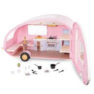 Lori Dolls ? Camper for Mini Dolls ? Pink Camping Trailer for 6-inch Dolls ? Beds, Kitchen & Table ? Dollhouse Cooking Accessories ? Roller Glamper ? 3 Years +
