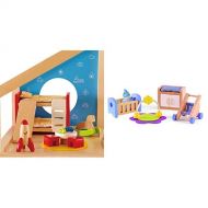 Hape Wooden Doll House Furniture Childrens Room with Accessories & Wooden Doll House Furniture Babys Room Set