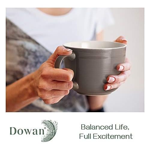  [아마존베스트]DOWAN Coffee Mug, Ceramic Soup Mugs with Handles, 17 Oz Wide Large Coffee Mugs Set of 2, Dishwasher & Microwave Safe Mug for Soup, Latte, Tea, Cappuccino, Coffee Mugs for Men, Brow