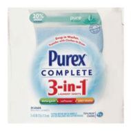 Purex Complete 3-in-1 Laundry Refill 24 Sheets, Pure & Clean Scent, All in One Detergent and Softener and Anti-static Sheet