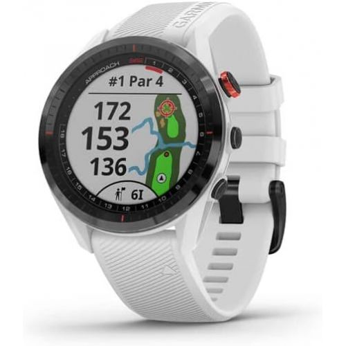 가민 Garmin Approach S62 GPS Golf Watch (Black Bezel/White Band) with Virtual Caddie,Mapping Includes Charging Base and Cleaning Cloth