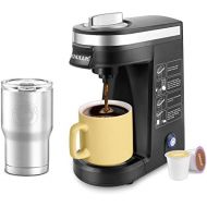 CHULUX Single Cup Coffee Maker Machine with Travel Mug,3 Mins Fast Brew Coffee Brewer for Capsule or Ground Coffee,5 to 12 Oz Brew Size,Black